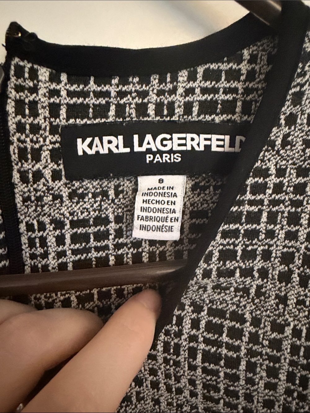 Karl Lagerfeld Black and White Short-Sleeve Mini Dress - Picture 2 of 2